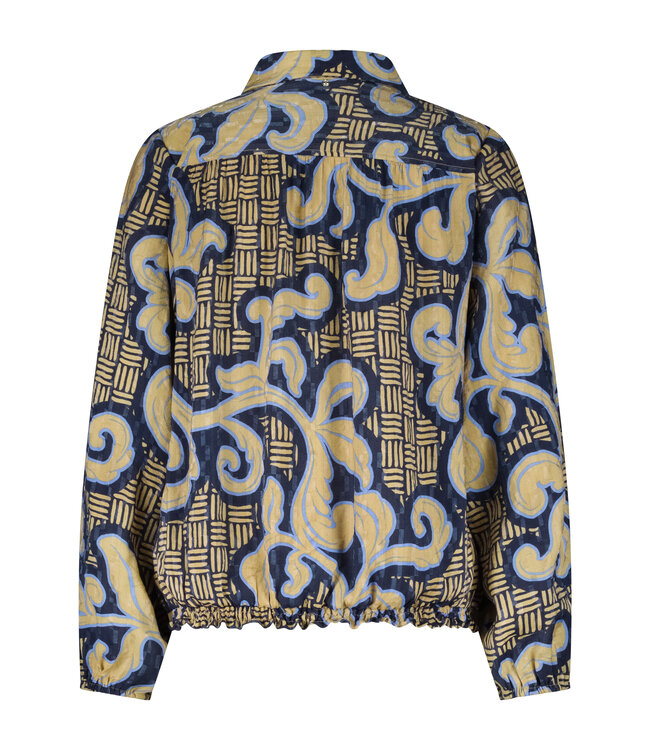 C15-18-301/009995-PrintBlues  Blouse Modern Rococo Tie Detail