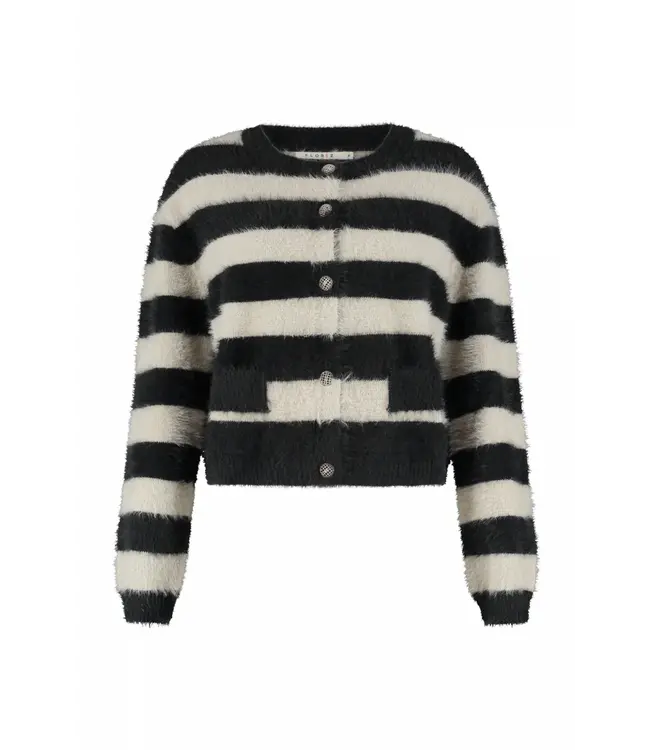 CR0351/Off-WhiteStriped  Hazel Striped Knit Cardigan