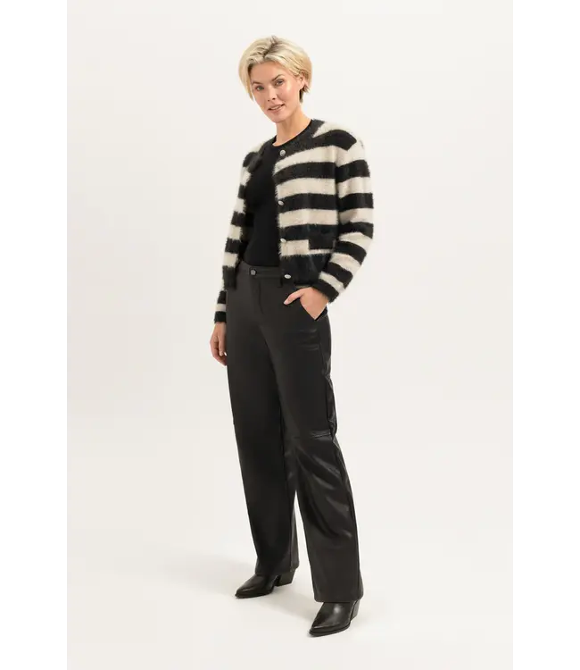 CR0351/Off-WhiteStriped  Hazel Striped Knit Cardigan