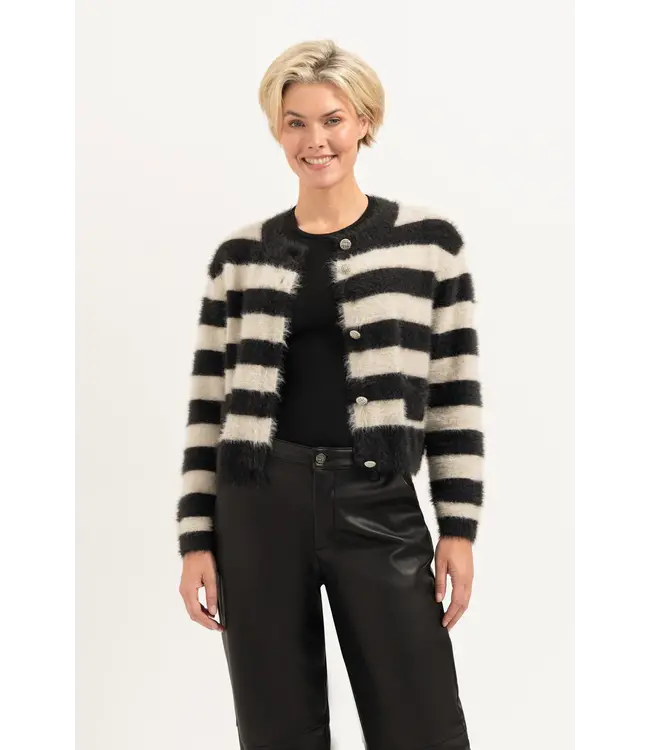 CR0351/Off-WhiteStriped  Hazel Striped Knit Cardigan