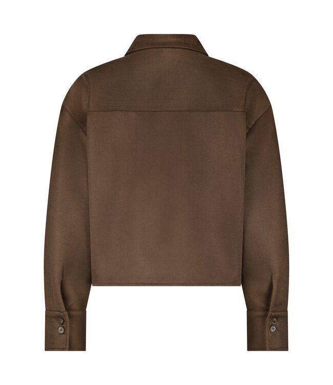SRB4668/MidBrown  Blousejacket 2 tone faux suede