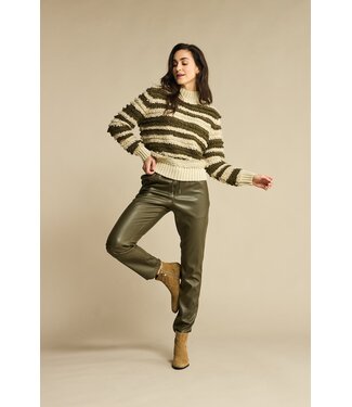 Red Button SRB4724/Khaki  Sweater with Loops + Stripe