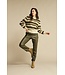 Red Button SRB4724/Khaki  Sweater with Loops + Stripe