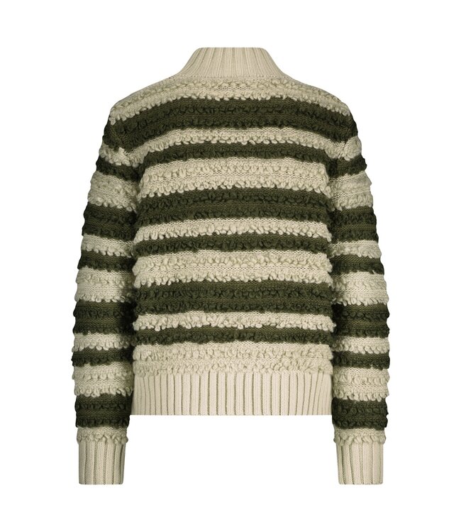 SRB4724/Khaki  Sweater with Loops + Stripe
