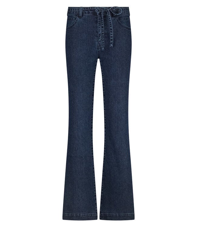 B01-18-101/005033-DarkBlueDenim  Lurex Wide-Leg Denim Trousers