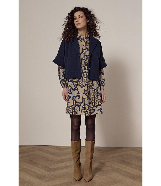 Q01-18-801/005032-Midnight  Short-Sleeve Jacket Paspel Collar