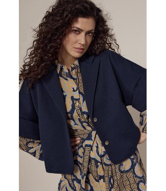 Tramontana Q01-18-801/005032-Midnight  Short-Sleeve Jacket Paspel Collar