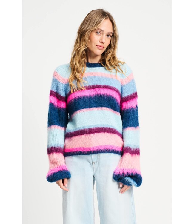 SP9359/MultiColour  PULLOVER - Brushed Stripes Blue