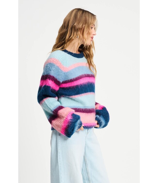 SP9359/MultiColour  PULLOVER - Brushed Stripes Blue