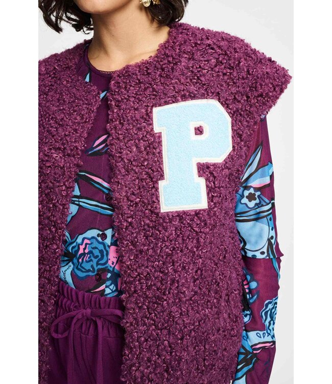 SP9367/Purple  GILET - Teddy Baseball Plum