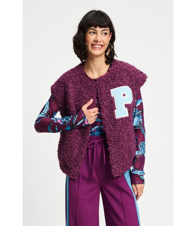 SP9367/Purple  GILET - Teddy Baseball Plum