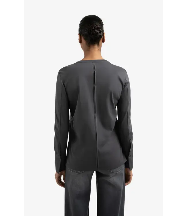 01-709321-509 Jersey top met geweven manchetten en splitdetail