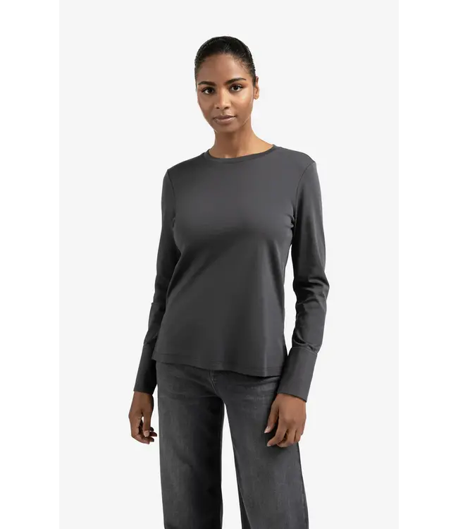 01-709321-509 Jersey top met geweven manchetten en splitdetail