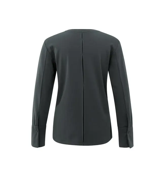 01-709321-509 Jersey top met geweven manchetten en splitdetail