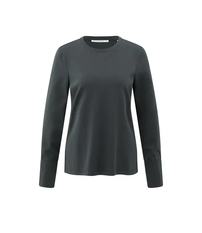 01-709321-509 Jersey top met geweven manchetten en splitdetail