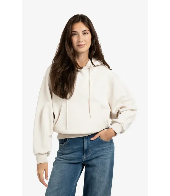01-109095-509/ChalkWhite  Hoodie met geplooide zoom