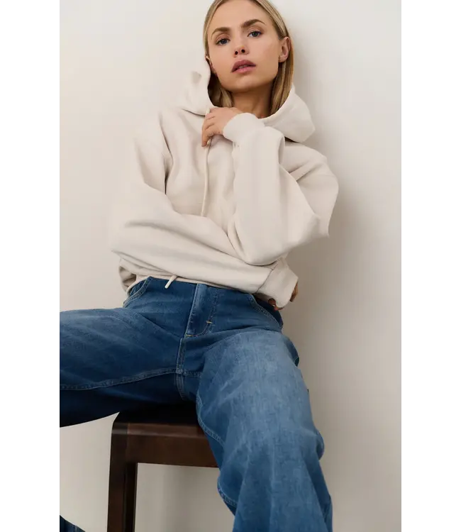 01-109095-509/ChalkWhite  Hoodie met geplooide zoom