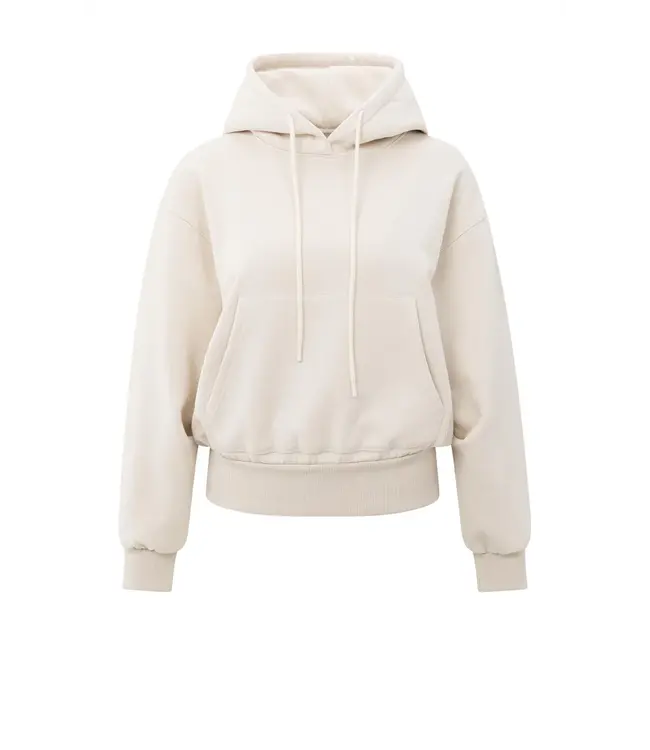 01-109095-509/ChalkWhite  Hoodie met geplooide zoom