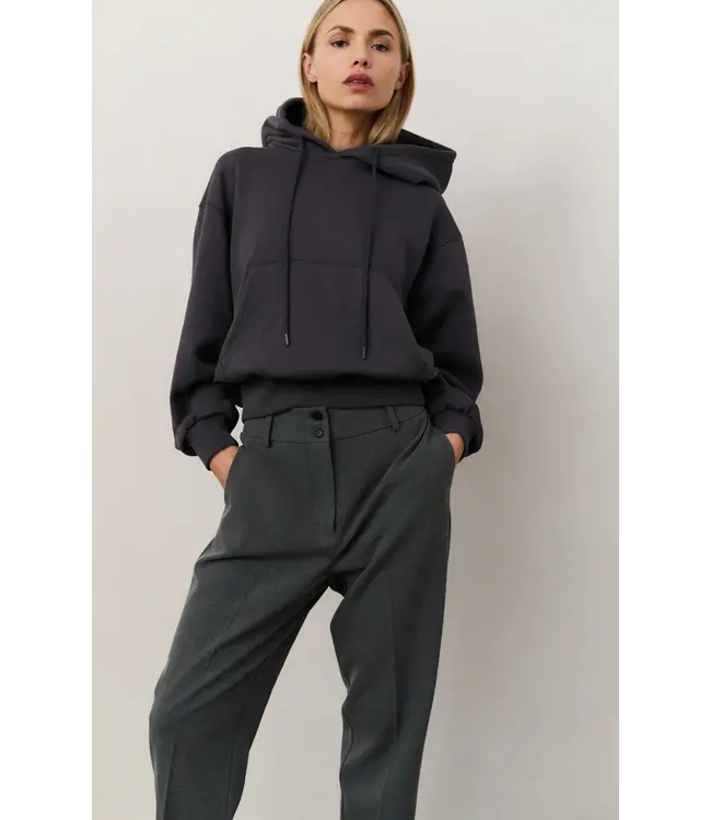 01-109095-509/OysterBlack  Hoodie met geplooide zoom