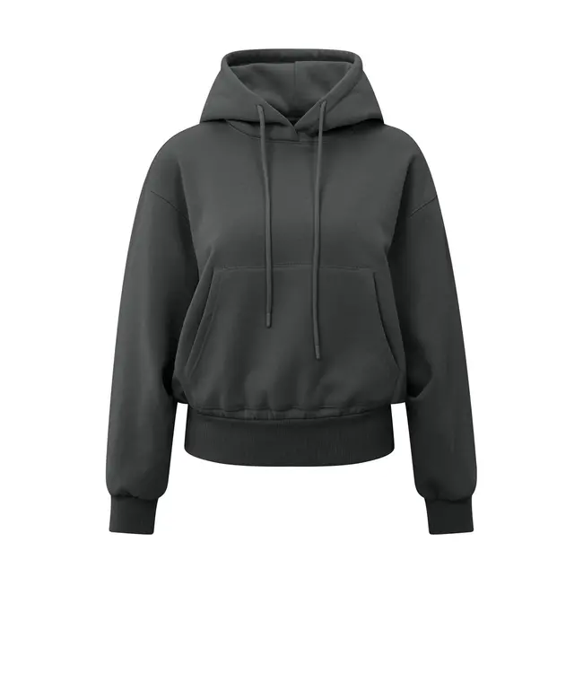 01-109095-509/OysterBlack  Hoodie met geplooide zoom