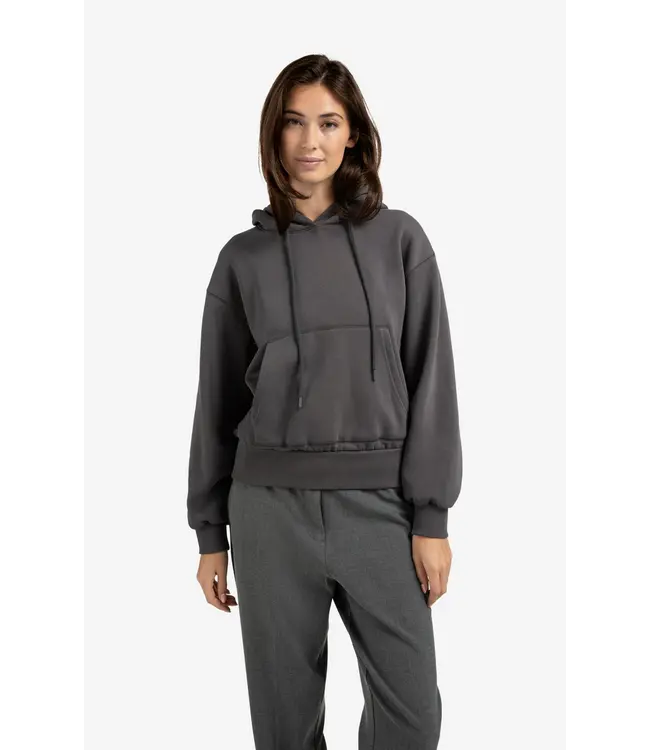 01-109095-509/OysterBlack  Hoodie met geplooide zoom