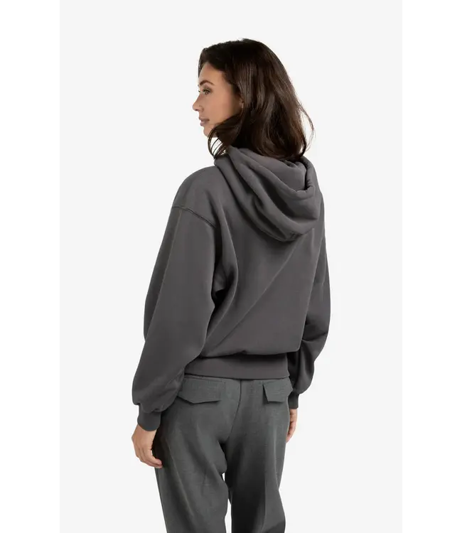 01-109095-509/OysterBlack  Hoodie met geplooide zoom