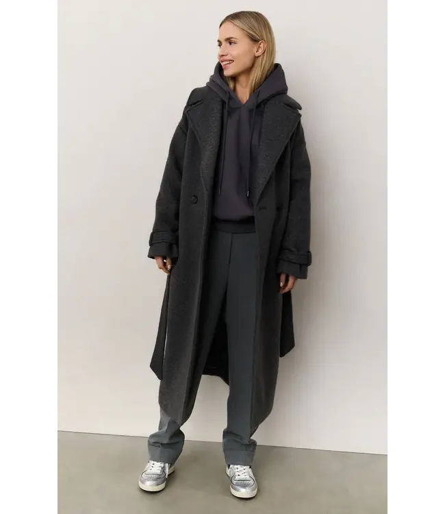 01-109095-509/OysterBlack  Hoodie met geplooide zoom