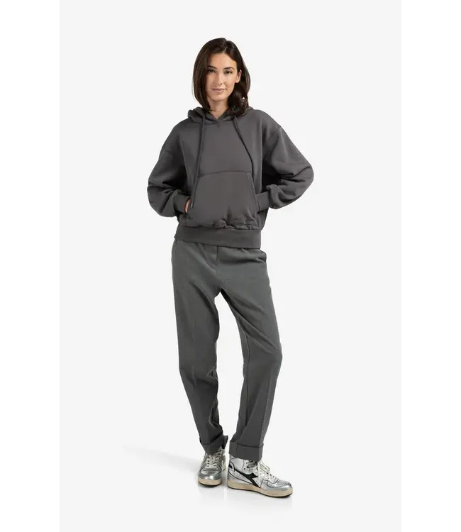 01-109095-509/OysterBlack  Hoodie met geplooide zoom