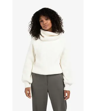 YAYA 01-000508-510/99035  Knitted sweater with wide collar and balloon sleeves