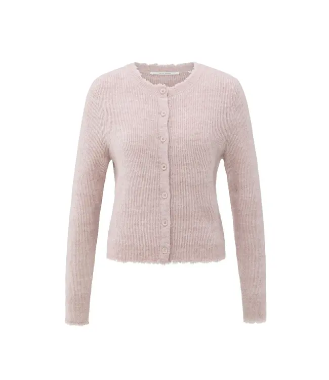 01-010137-510/615092  Short melange cardigan with refined trim details