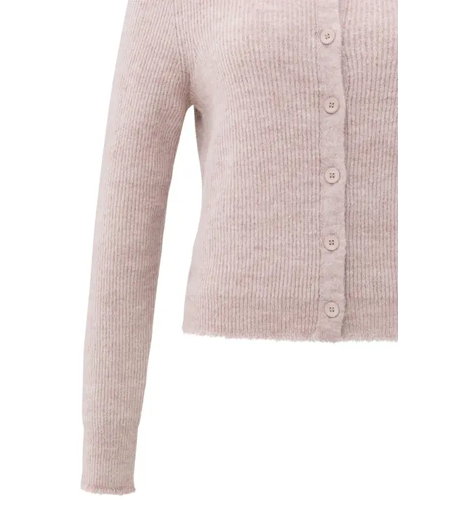 01-010137-510/615092  Short melange cardigan with refined trim details