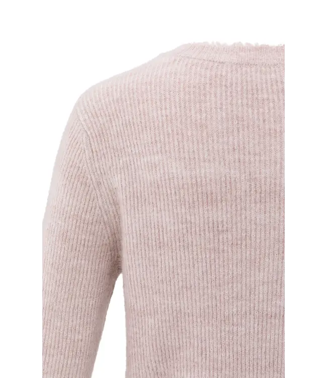 01-010137-510/615092  Short melange cardigan with refined trim details