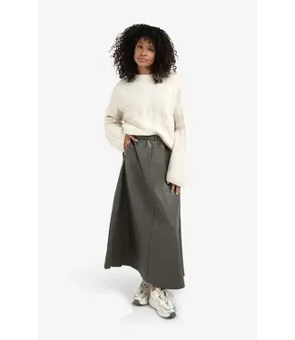 YAYA 01-409085-510/99033  Faux leather A-line midi skirt with pockets