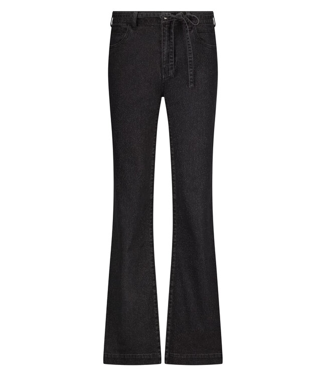 B01-18-101/009003-BlackDenim  Lurex Wide-Leg Denim Trousers