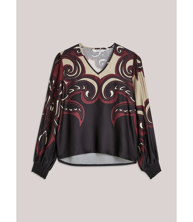 2s3397-12337/000120-MultiColour  Top v neck Ornament print tops