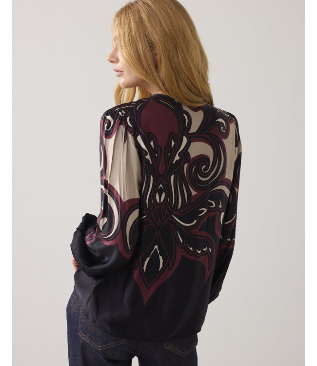 2s3397-12337/000120-MultiColour  Top v neck Ornament print tops