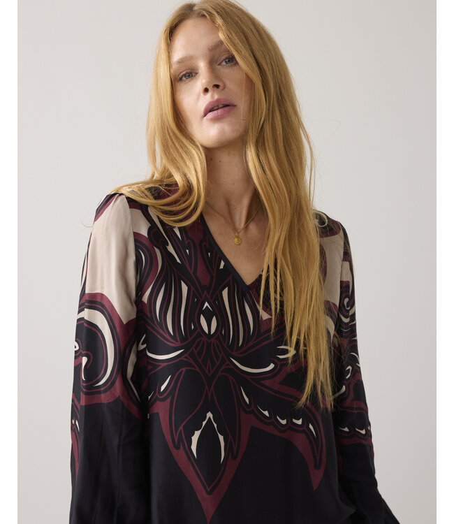 2s3397-12337/000120-MultiColour  Top v neck Ornament print tops