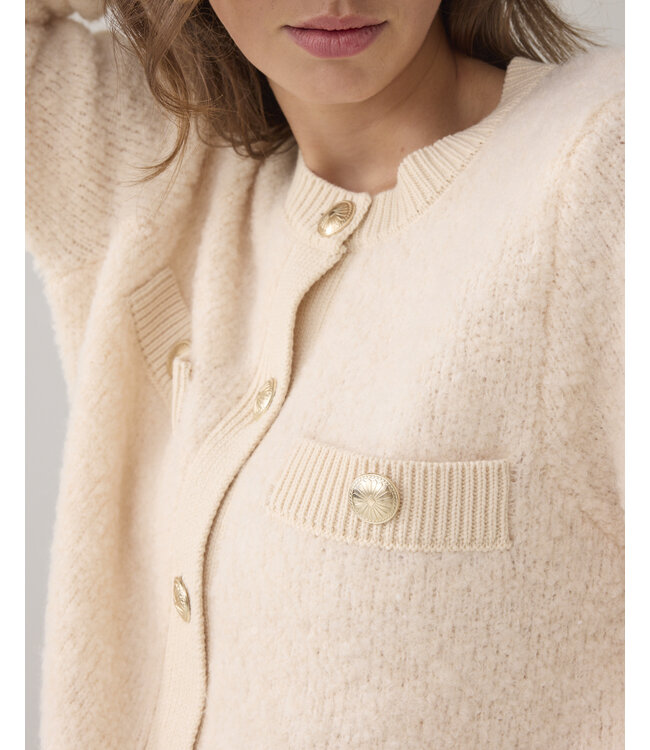 7s7953-70046/000122-Ivory  Cardigan Boucle knit