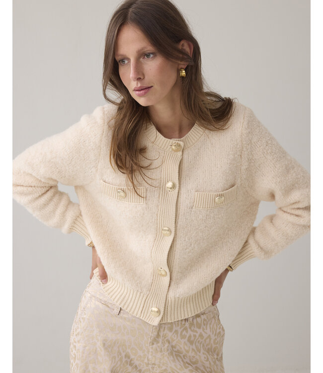 7s7953-70046/000122-Ivory  Cardigan Boucle knit