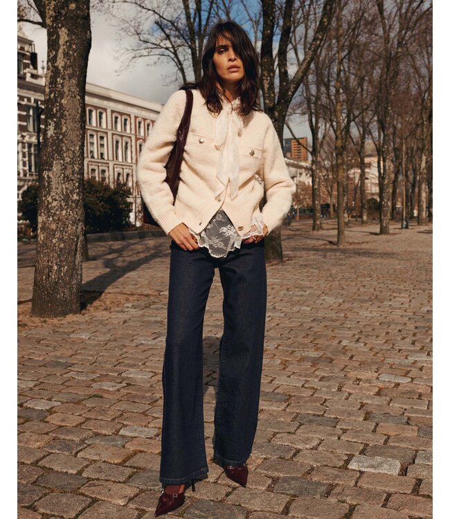 7s7953-70046/000122-Ivory  Cardigan Boucle knit