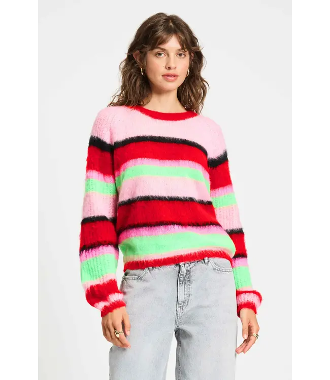 SP9310/MultiColour  PULLOVER - Brushed Stripes Green