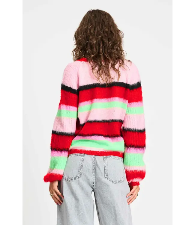 SP9310/MultiColour  PULLOVER - Brushed Stripes Green