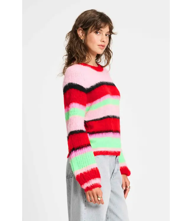 SP9310/MultiColour  PULLOVER - Brushed Stripes Green