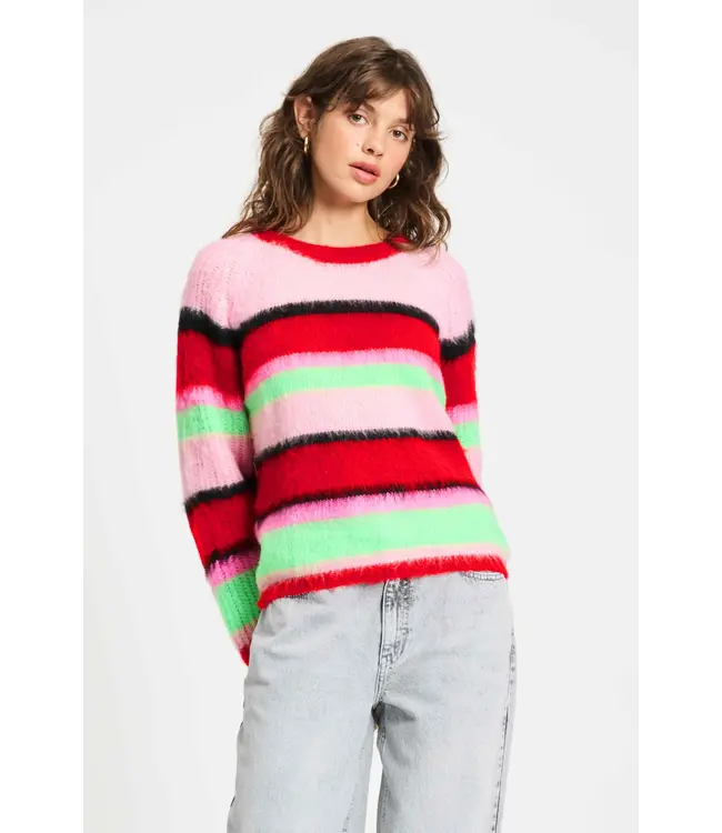 SP9310/MultiColour  PULLOVER - Brushed Stripes Green