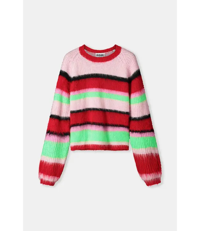 SP9310/MultiColour  PULLOVER - Brushed Stripes Green
