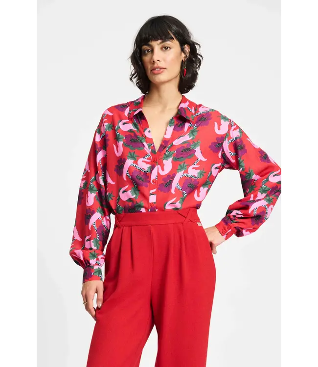SP9289/Red  BLOUSE - Violet Picnic Delight