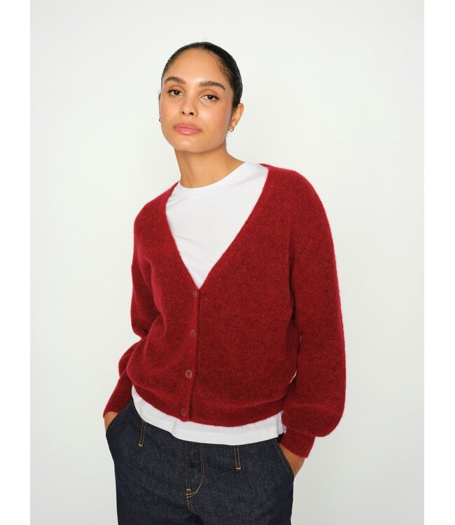 156830/RhythmicRed  MMThora V-Neck Knit Cardigan
