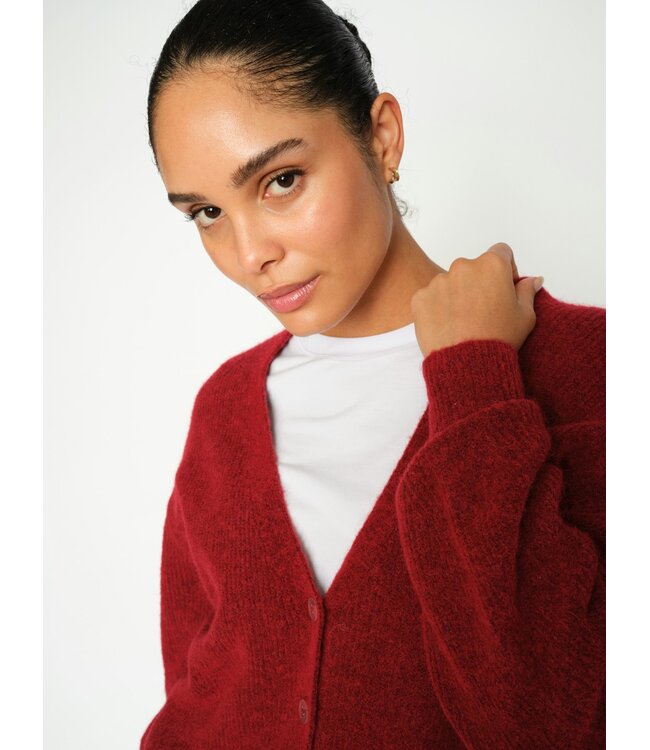 156830/RhythmicRed  MMThora V-Neck Knit Cardigan