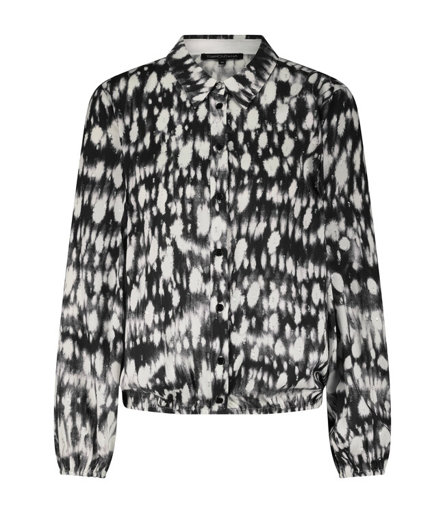 C39-18-301/BlackPrint  Blouse clouded dots