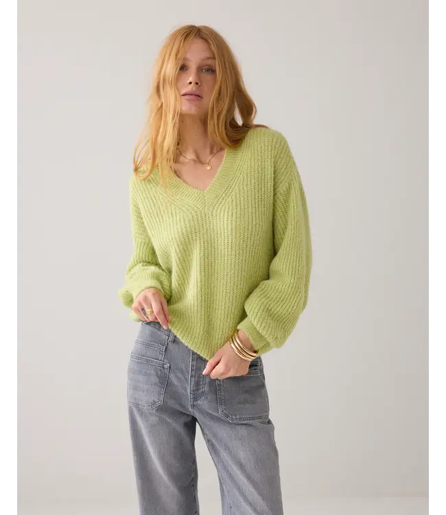 7s7964-70044/MistyLime Boxy trui patent steek